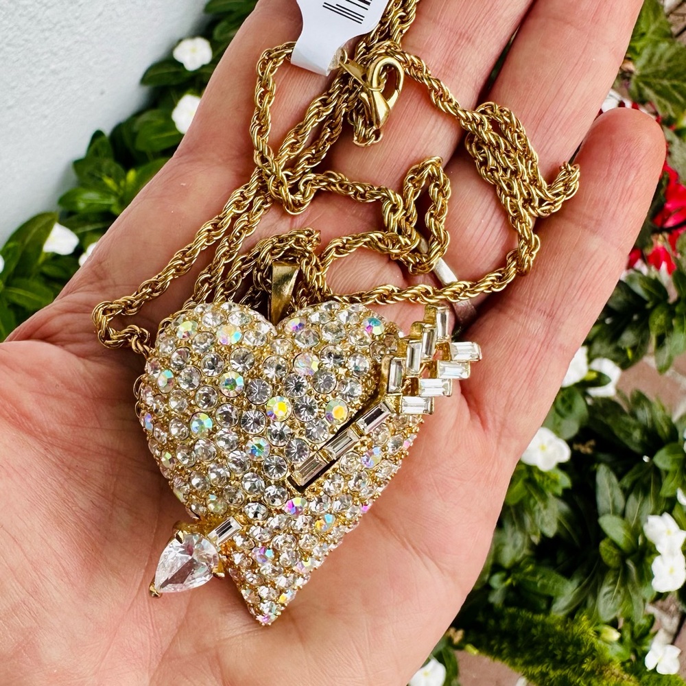 Swarovski Crystal Arrow Heart Necklace & Brooch by Andrew Hamilton Crawford